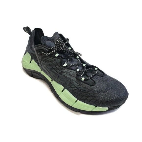 Reebok Zig Kinetica II Running Shoes Mens Size 10 G58281 Core Black Green Volt - Picture 1 of 8